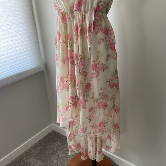 Qed London High Low Floral Sleeveless Chiffon Maxi Wrap Dress Size Small - Picture 4 of 8